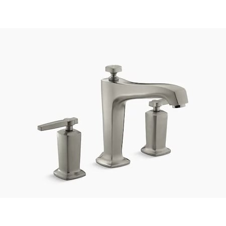 Kohler Tub Filler, 8 in, 3, Deck Mounted, Brushed Nickel T16237-4-BN
